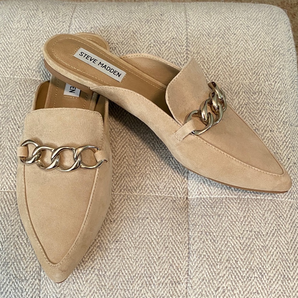 Steve Madden Forte Tan Suede Loafer Mules